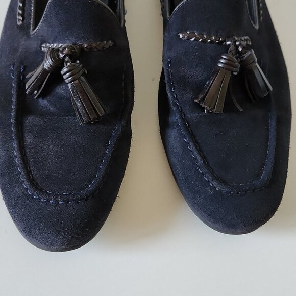 ZARA | Mens Loafers Navy Suede Brown Tassels Sz 40 - Picture 2 of 7